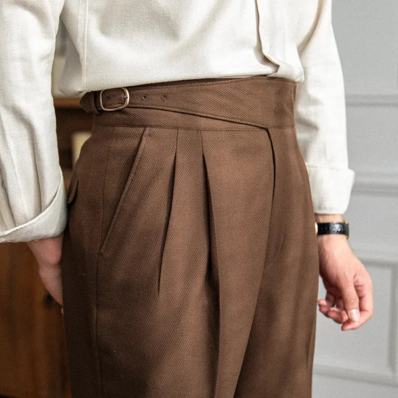 Italian Style Waisted Straight Leg Trousers 