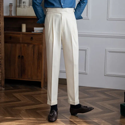 Italian Style Waisted Straight Leg Trousers 