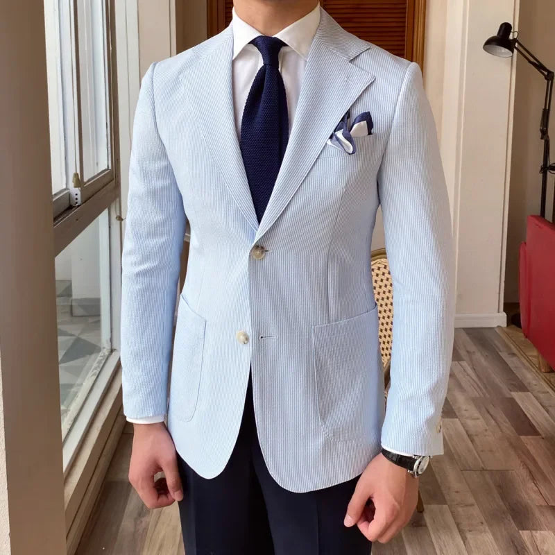 Signature Light Blue Single Breasted Blazer 