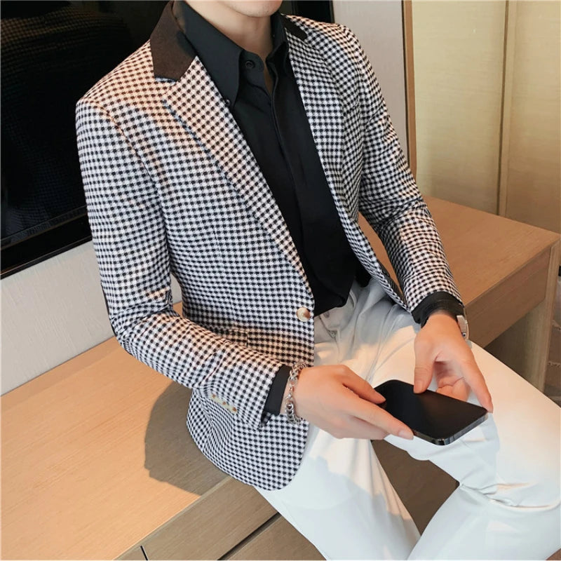 Black and White Single Breasted Contrast Blazer 