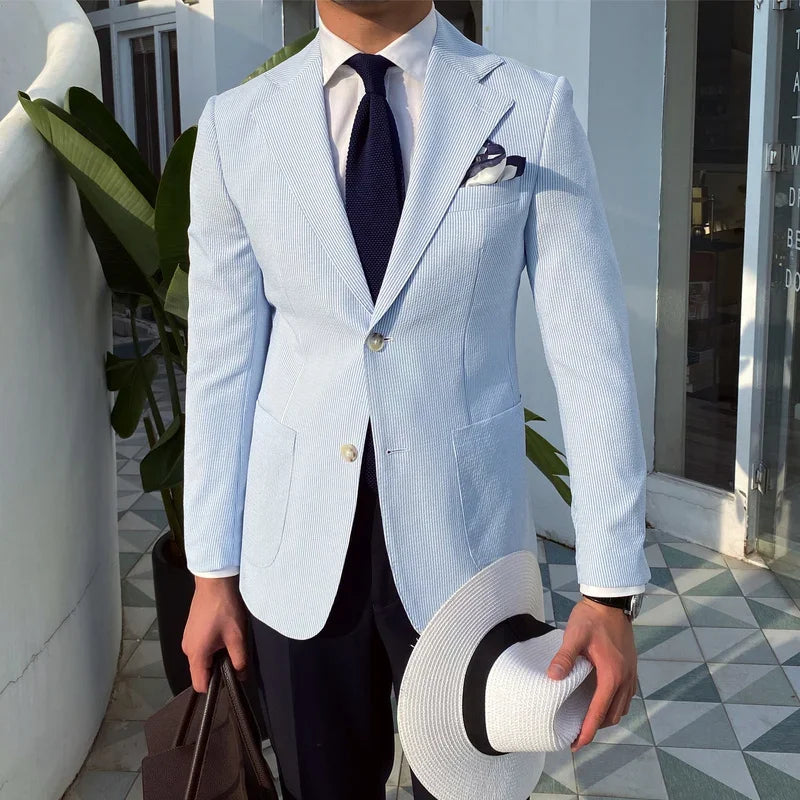 Signature Light Blue Single Breasted Blazer 