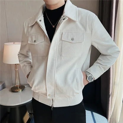 Brand Clothing High Quality for Men Casual Business Jackets/Male Slim Fit Corduroy Stripes Thick Keep Warm Coats S-2XL