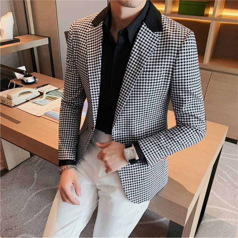 Black and White Single Breasted Contrast Blazer 