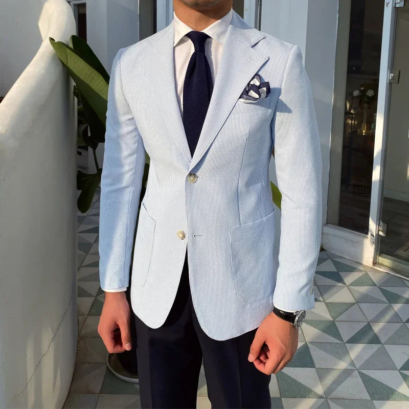 Signature Light Blue Single Breasted Blazer 