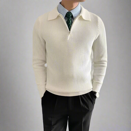 Half Zip Knitted Polo Sweater