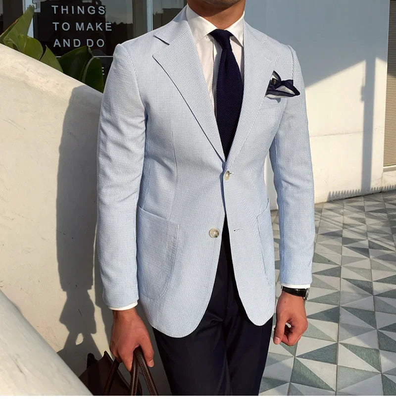 Signature Light Blue Single Breasted Blazer 