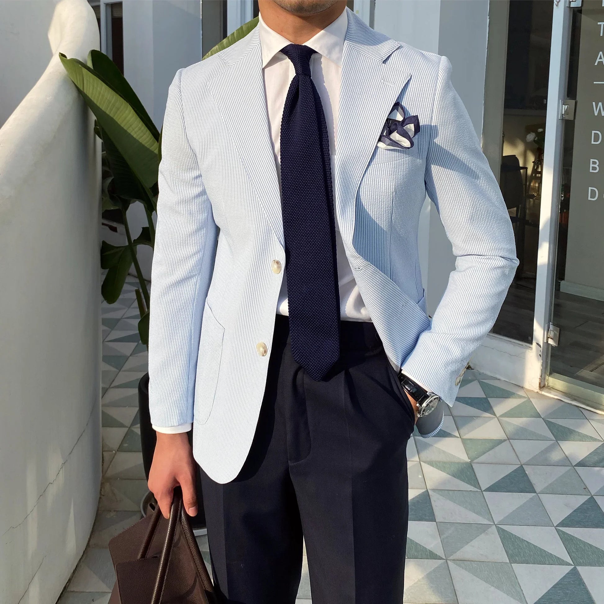 Signature Light Blue Single Breasted Blazer 