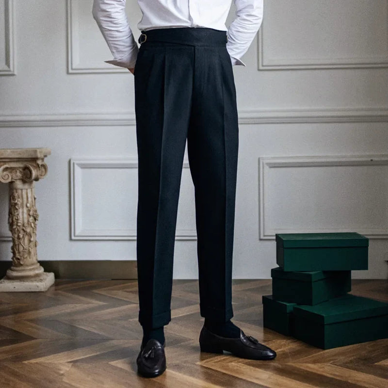 Italian Style Waisted Straight Leg Trousers 